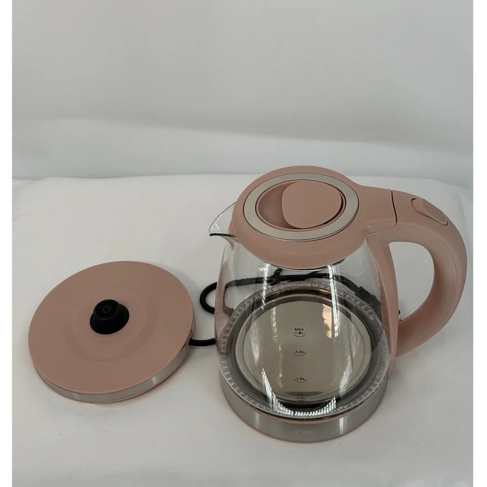 CWC Electric Glass Kettle 1.8L Pink Stainless Steel CGLSK2 1200W New Chic 104-47